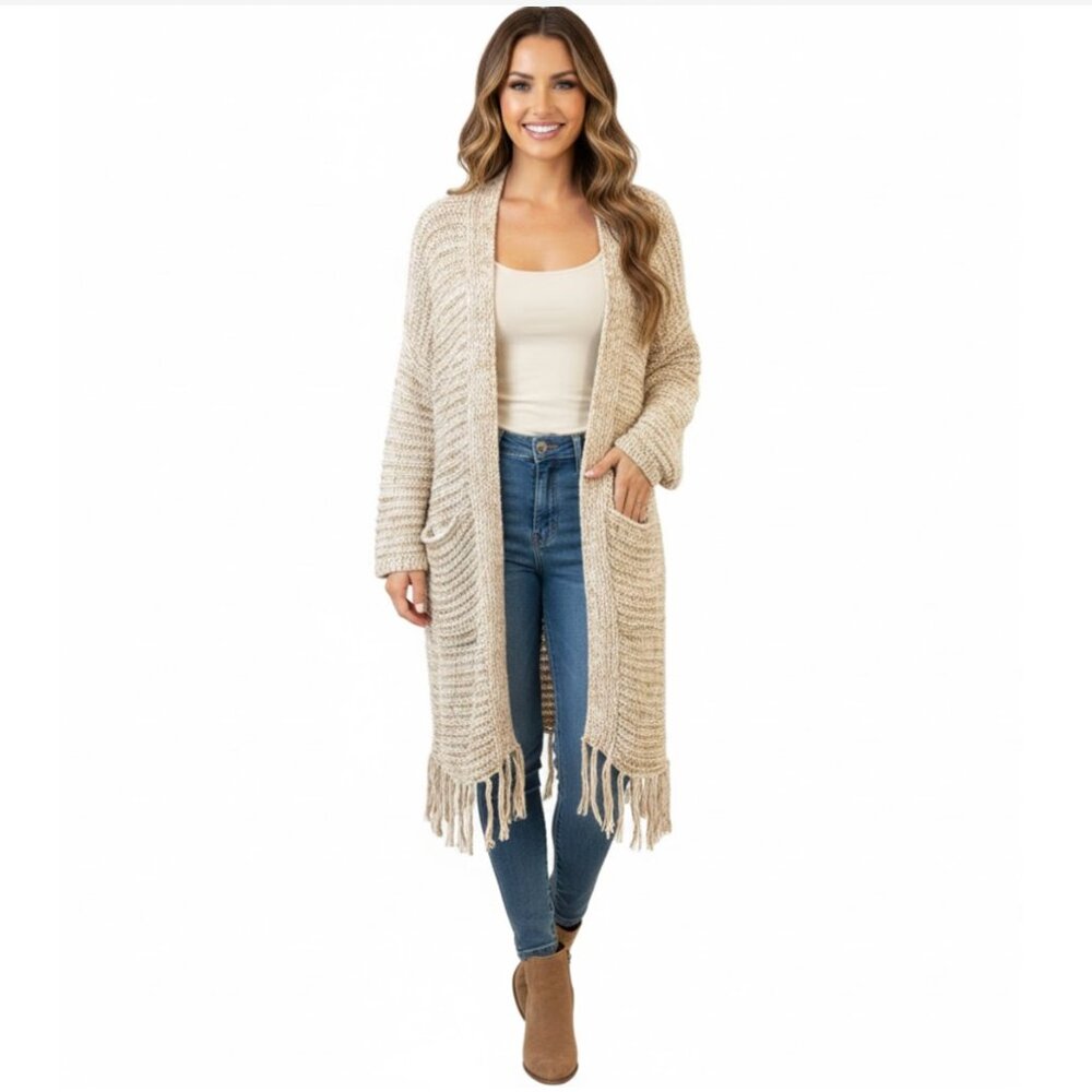 Abercrombie | Oversized Fringe Detail Boho Cardigan Kimono Sweater Small/Medium